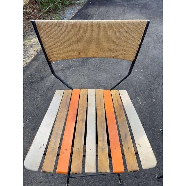 Selling a beautiful set of 3 vintage Arthur Umanoff bar stools featuring a rare white and orange multicolor finish....