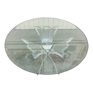 Vintage Lucite Glass Top Coffee Table For Sale