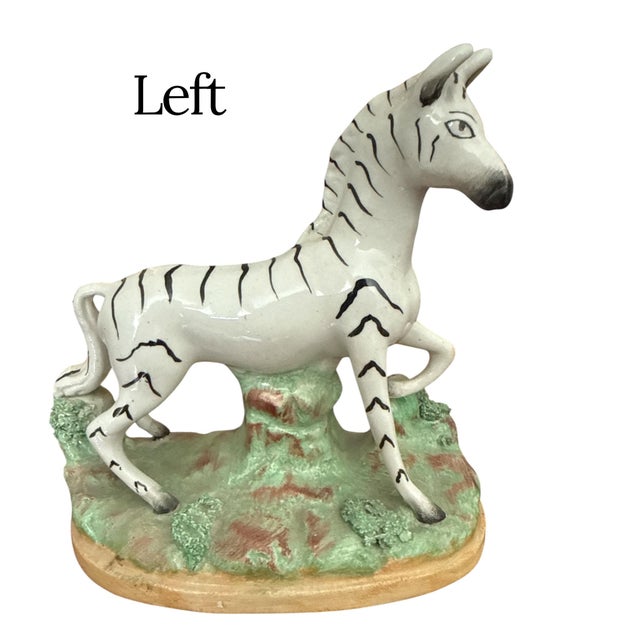 English Vintage English Staffordshire Zebra Figures c.1930s -50s - A Pair For Sale - Image 3 of 8