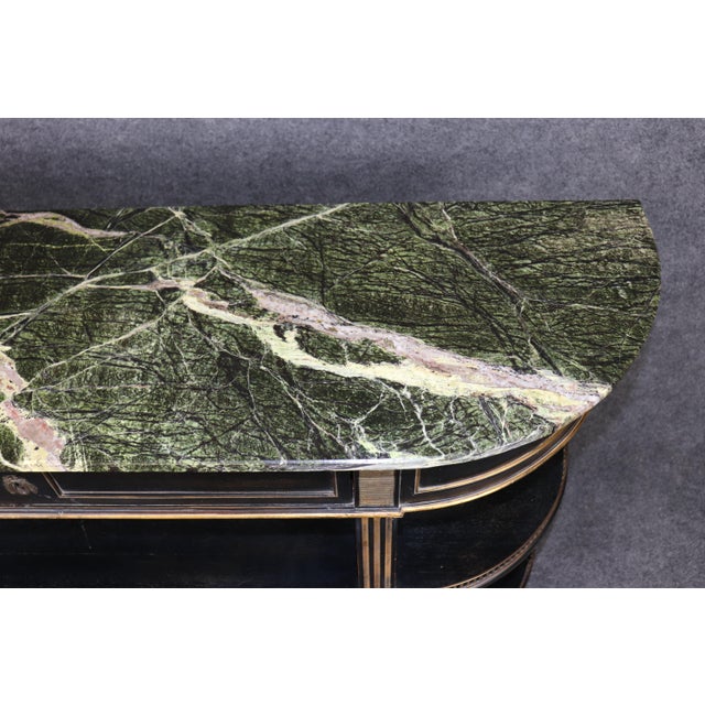 French Louis XVI Style Ebonized Demilune Marble Top Sideboard For Sale - Image 9 of 14