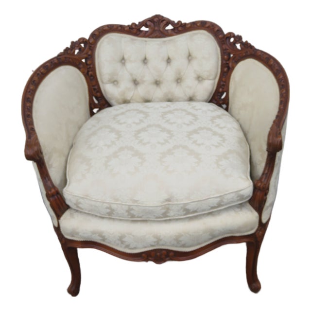 French Early 1900s Hand Carved Burl Side Accent Chair 6286 For Sale