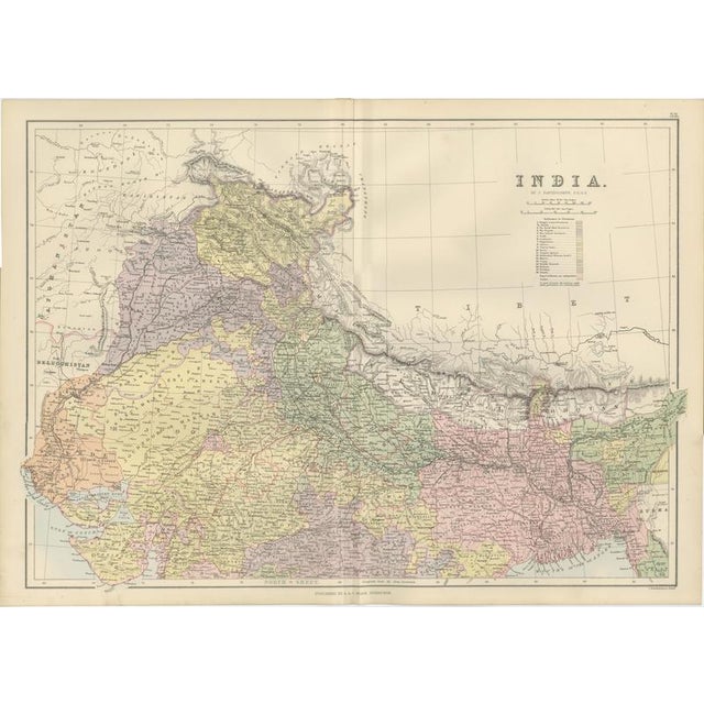 Antique Maps of India by Bartholomew for Black's General Atlas, 1884, Set of 2 For Sale - Image 3 of 12