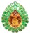 Bochic “Orient” Vintage Emerald & Honey Citrine Ring Set In 18K Gold & Silver For Sale