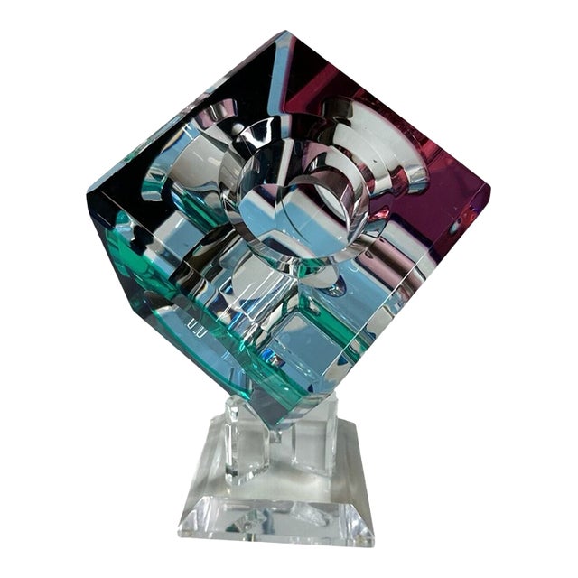 1980s Shlomi Haziza Style Large Lucite Prism Sculpture For Sale
