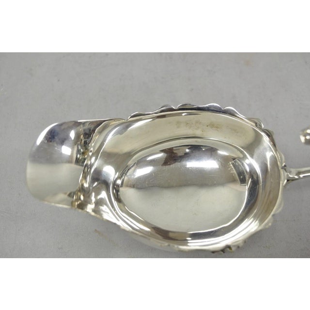 Vintage Victorian Style Silver Plated Footed Gravy Sauce Boat With Handle For Sale - Image 11 of 14