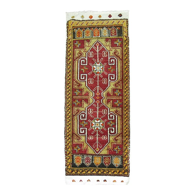 Antique Zabihi Collection Mini Turkish Small Runner - 1'10" x 4'7" For Sale