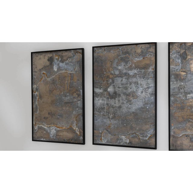 Early 21st Century Abstract Metal Triptych in Wooden Frame - 3 Pieces For Sale - Image 5 of 13