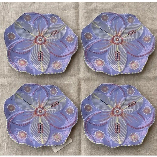South African Handmade & Hand-Painted Ceramic Serving Plate - Set of 4 For Sale - Image 10 of 11