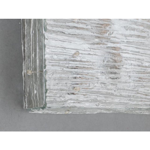 Large Square Iced Textured Glass Flush Mount attributed to Kalmar, 1960s For Sale - Image 6 of 15
