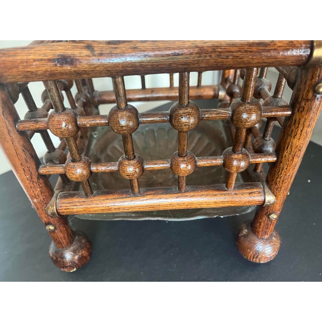 Art Nouveau Aesthetic Movement Stick-and-Ball Design Oak Umbrella or Cane Stand Victorian Era c.1890 For Sale - Image 3 of 6