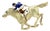 Mid 20th Century Martine Enamel Jockey & Race Horse Large 18k Yellow Gold Pin Brooch For Sale