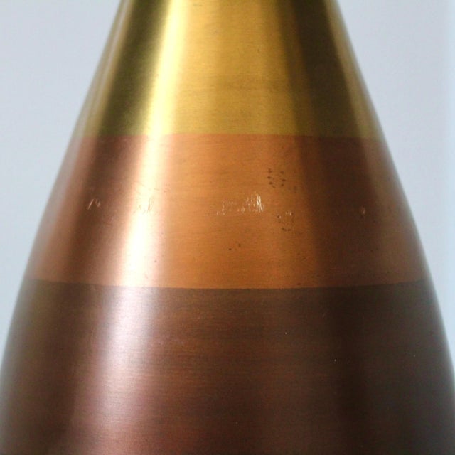 2000 - 2009 Crate & Barrel Art Deco Style Modernist Copper Stripe Vase For Sale - Image 5 of 7