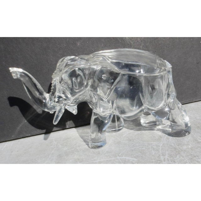 Elephant-shaped clear glass container. Vintage American depression era glass. Clear jar for candies, soaps, trinkets. Good...