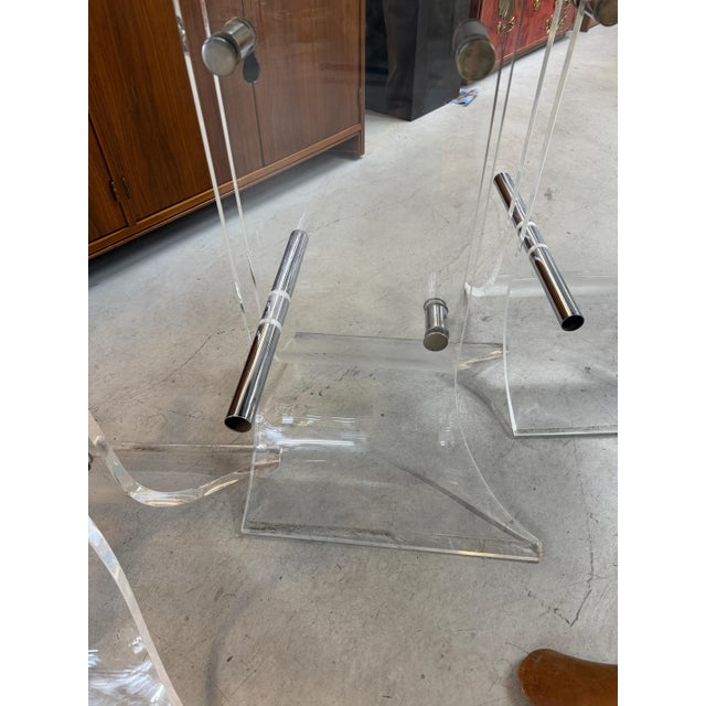 Beige Set of 3 Charles Hollis Jones for Hill Manufacturing in Lucite & Chrome For Sale - Image 8 of 13
