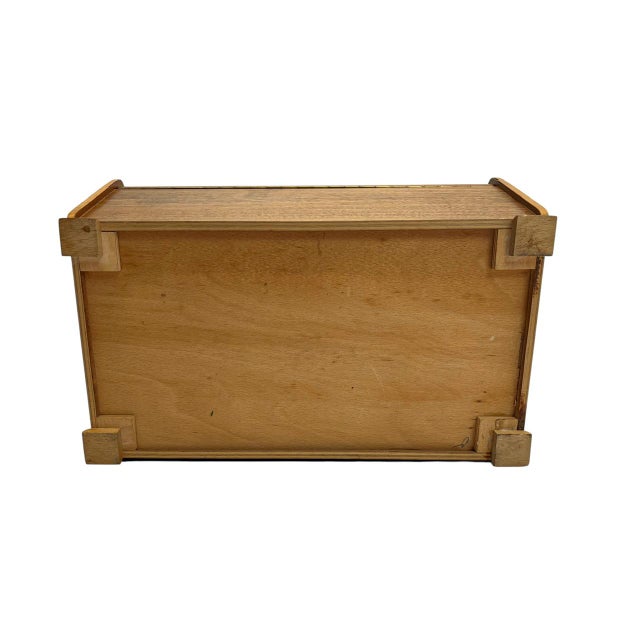 Brown Mid-Century Teak Wood Sewing Storage Box, 1960s For Sale - Image 8 of 11