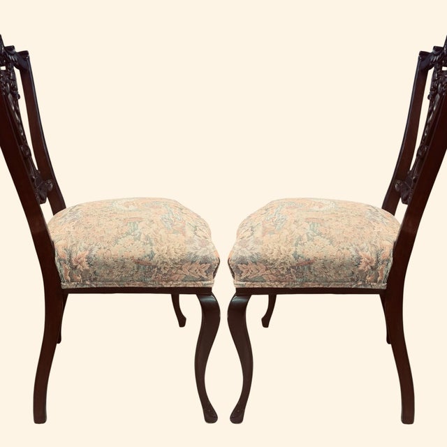 Pair of Chippendale-Style Ribbon Back Side Chairs Measures 37"H × 17"W x 17.5"d and seat height is 18" tall Decorative...