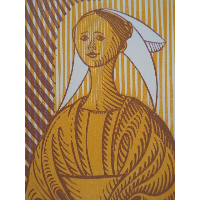 Modern René Quillivic, The Bride of the Icelandic Fisherman, 1927, Original Woodcut For Sale - Image 3 of 7