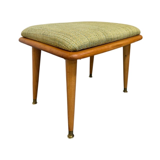 Add a touch of classic Mid-Century Modern style with this Heywood-Wakefield Champagne upholstered stool, circa 1950s....