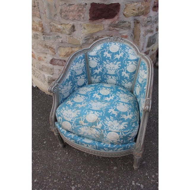 Blue Louis XVI Style Broken Duchess Chair, 1890s, Set of 3 For Sale - Image 8 of 11