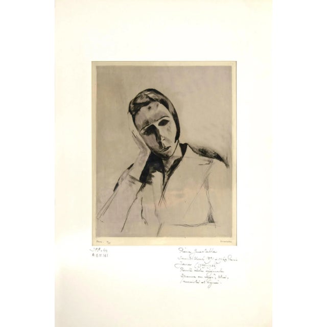 Portrait is an original etching on paper realized by Pierre Guastalla (1891-1968). Hand-signed on the lower right in...