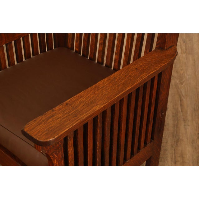 Early 20th Century Michigan Chair Company Arts And Crafts Oak Armchair For Sale - Image 5 of 18