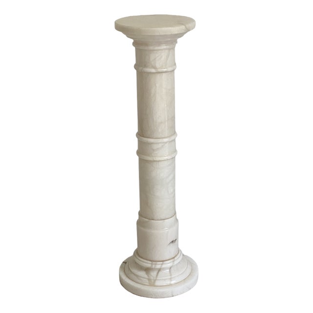 Illuminated Alabaster Column Stand, 1970s For Sale