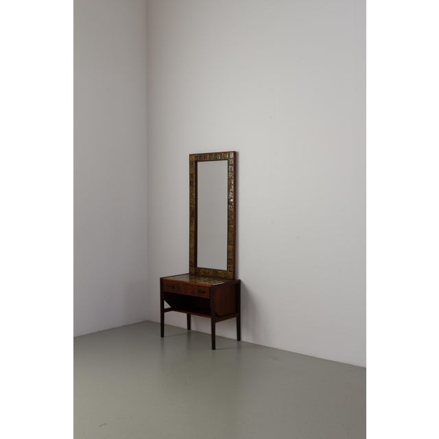 Mid-Century Modern Vintage Danish Rosewood Hallway Mirror and Dresser Set, 1950s, Set of 2 For Sale - Image 3 of 18