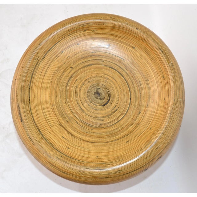 Vintage Bohemian Blonde Pressed Bamboo Mushroom Shaped Stool Mid-Century Modern For Sale - Image 9 of 13