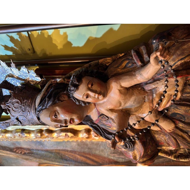 Baroque Virgin and Child with Peruvian Silver Crown, Spain, 18th Century For Sale - Image 11 of 12