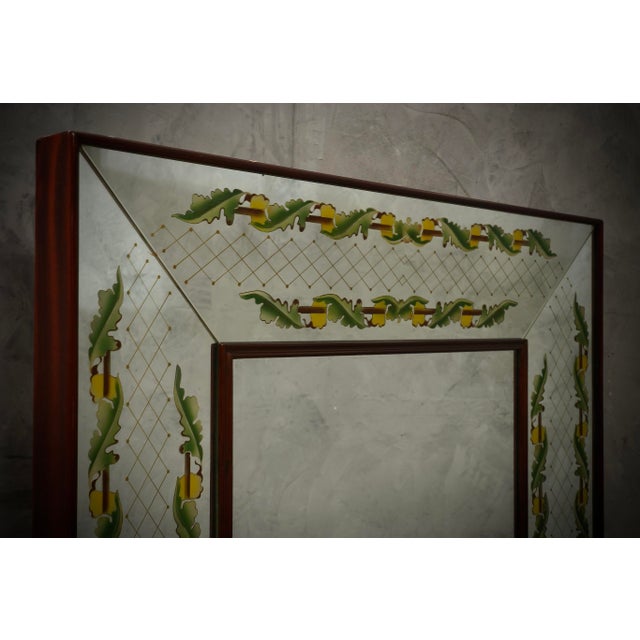 Walnut Wood and Mirrored Glass Wall Mirror by Luigi Brusotti, 1940s For Sale - Image 15 of 17