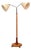 Swedish Art Deco, Double Floor Lamp, Burl Wood, Metal, Fabric, Sweden, 1940s For Sale
