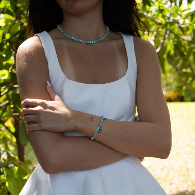 Early 21st Century Aquamarine Tennis Mystic Bracelet For Sale - Image 5 of 10