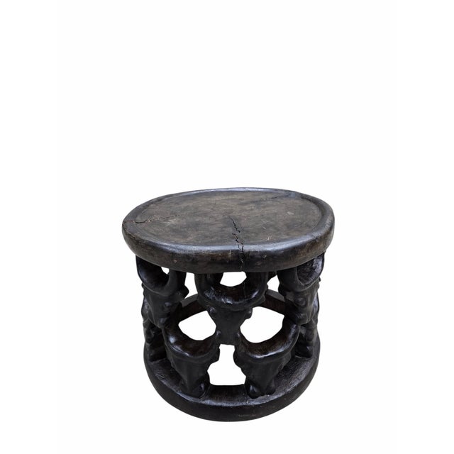 Vintage Tribal Carved African Hardwood Stool/Side Table For Sale In Chicago - Image 6 of 7