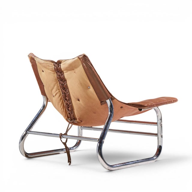 Johan Bertil Häggström for Swed-Form Mid Century Swedish Leather and Chrome Corset Chairs - Pair For Sale - Image 9 of 12
