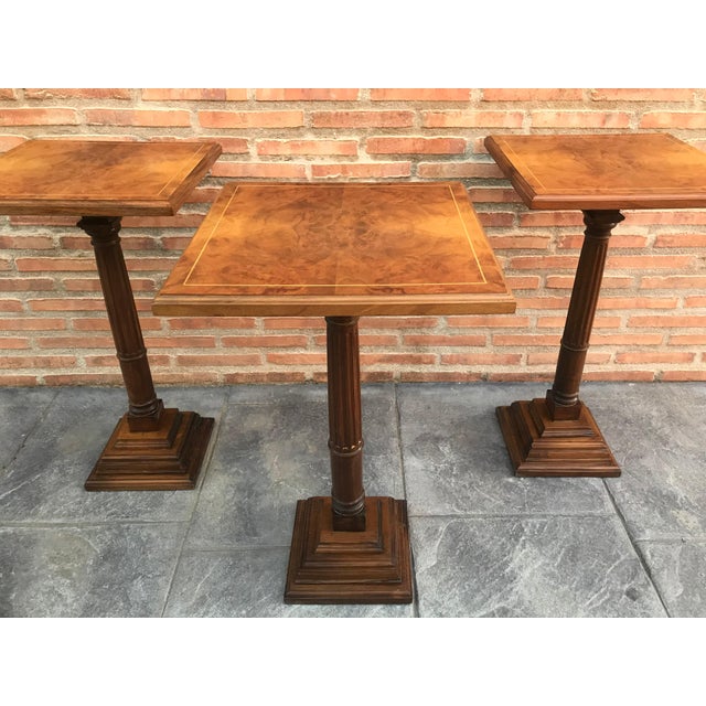 Wood Mid-20th Century Walnut Wood Square Top Pedestal Table For Sale - Image 7 of 18