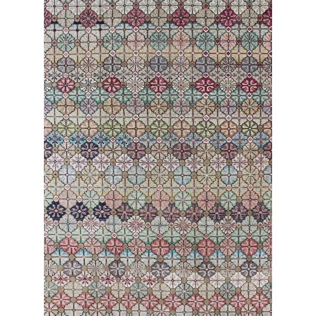 MidCentury Modern, Vintage Rug in Multi Colors in Modern Design Chairish