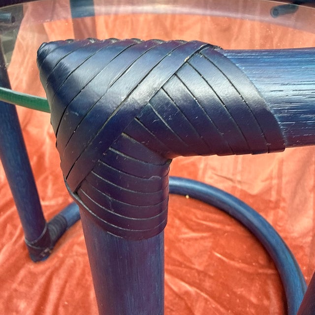 Postmodern Mid-Century Modern Round Glass and Wooden Side Table, 1970s For Sale - Image 3 of 16