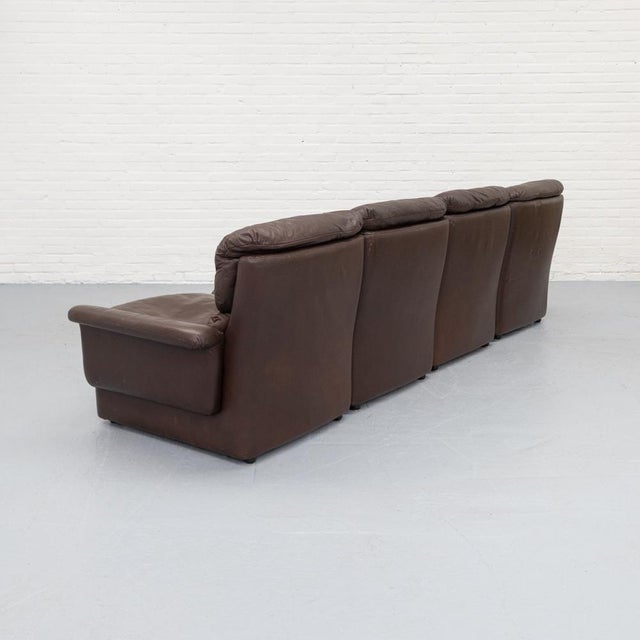 Animal Skin Leather Modular Sofa, 1970s, Set of 4 For Sale - Image 7 of 17
