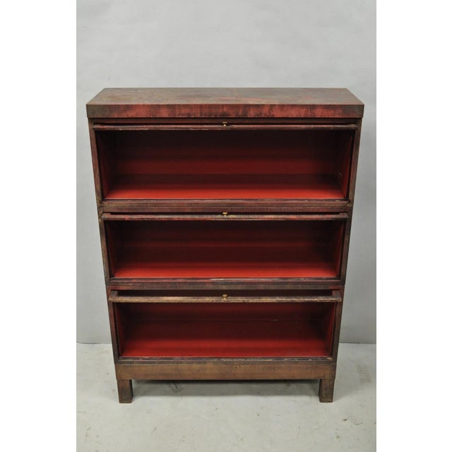 Vintage Industrial Steel Metal Faux Woodgrain Painted Stack Barrister Bookcase For Sale - Image 11 of 18