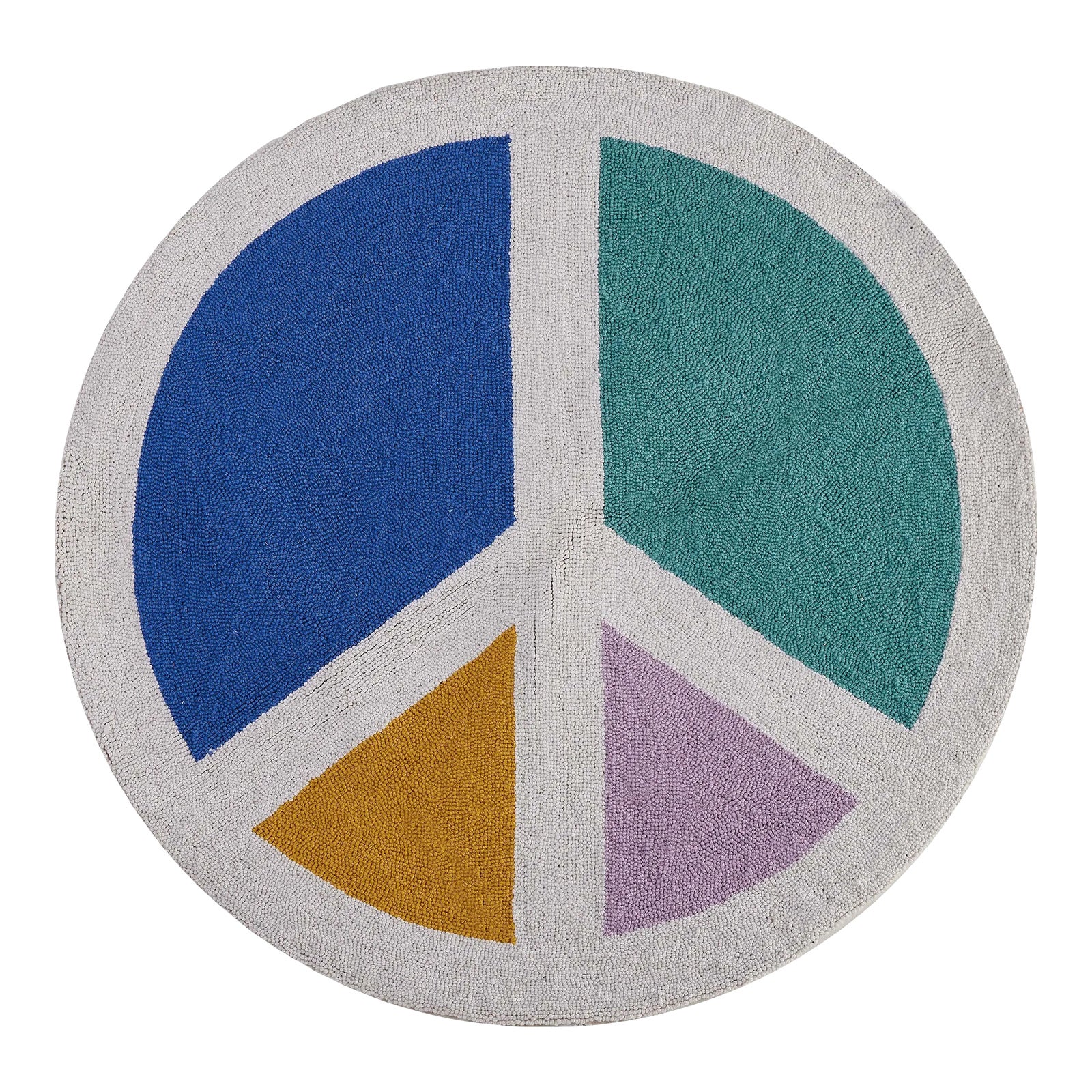 Circle Shaped Peace Round Hook Rug, 3' x 3' | Chairish