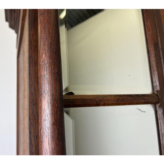 Brown Antique French Carved Oak Mirrored 2-Drawer Armoire For Sale - Image 8 of 18