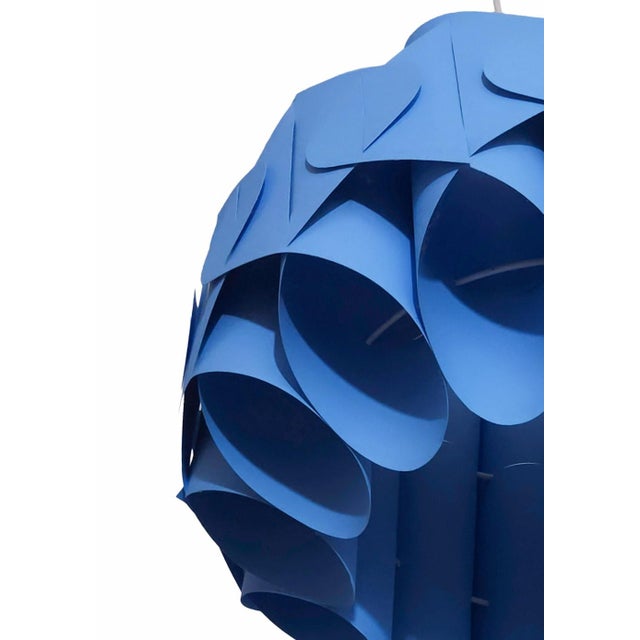 Mid-Century Modern Blue Pendant Lamp, Denmark, 1970s For Sale - Image 4 of 5