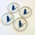 A set of 4 vintage Pfaltzgraff Yorktowne salad or desert plates. Blue and off-white glazes with a cat design in the...