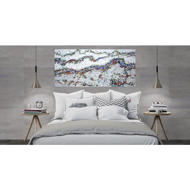 Gray Wavy Expression. Modern Original Painting For Sale - Image 8 of 11