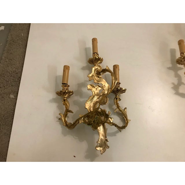 Vintage Gilt Bronze Sconces, Set of 2 For Sale - Image 3 of 5