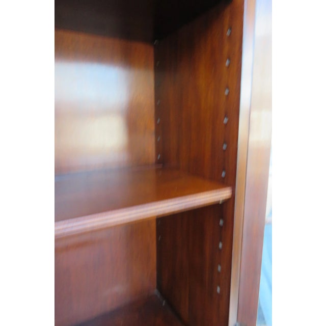 Brown Mahogany Inlay 2 Part Breakfront China Display Cabinet With Desk For Sale - Image 8 of 12