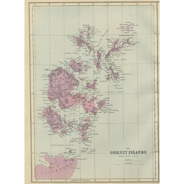 Orkney and Shetland Islands Map Ordnance Survey by Bacon, London, 1885 For Sale - Image 3 of 10