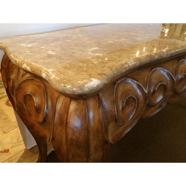 Large Century Furniture Console Table With Ornate Carved ...