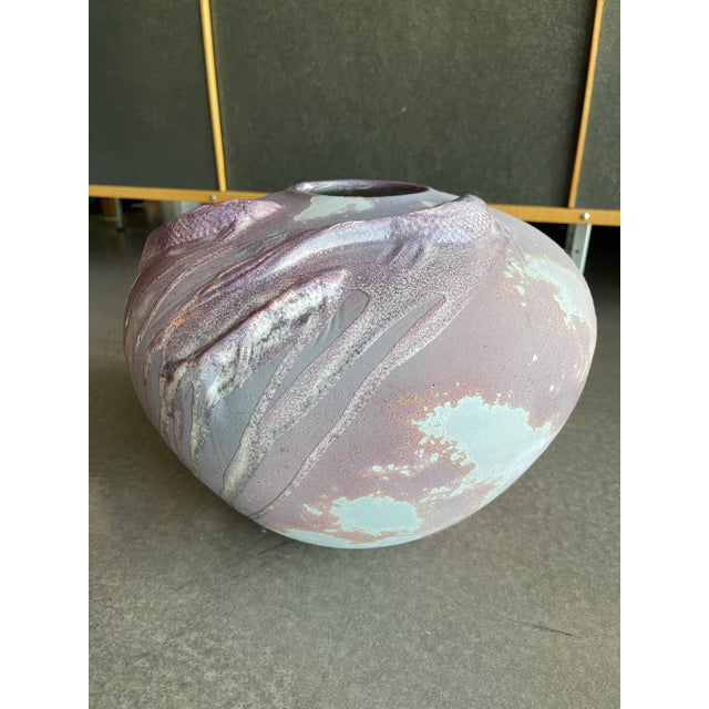 Tony Evans 1990s California Modern Tony Evans Raku Koi Large Ceramic Vessel Vase For Sale - Image 4 of 12