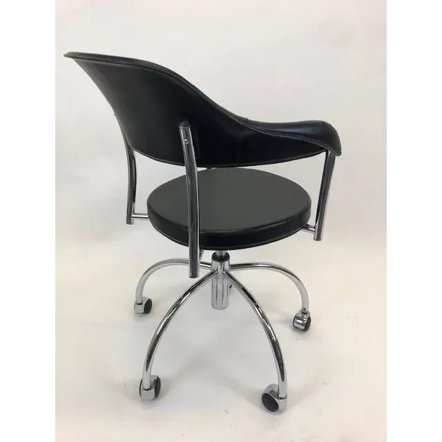 Animal Skin Modern Italian Black Leather Chair and Chromed Steel Frame For Sale - Image 7 of 9